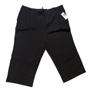 Black Capri Cotton Pants w/Tie String Front